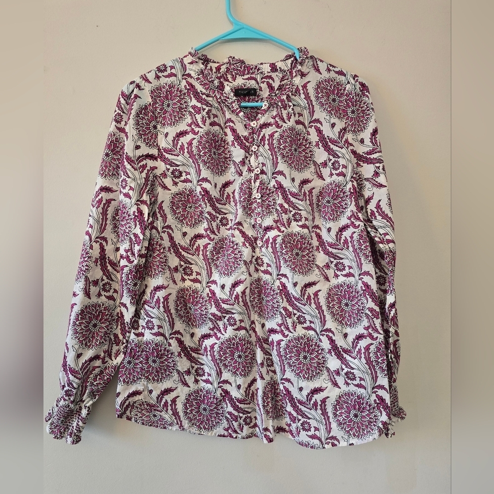 Talbots Light Weight Long Sleeved Blouse with Floral Print